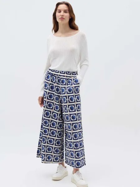 Широкие брюки с рисунком Hybrid, цвет white/blue