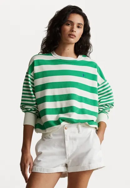 Толстовка Long Sleeve Polo Ralph Lauren, цвет preppy green/deckwash white