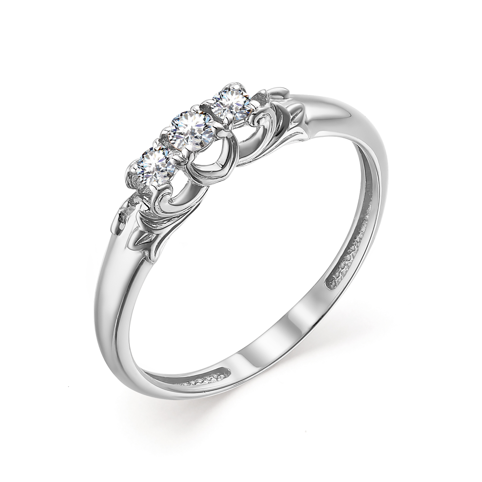 Кольцо женское АЛЬКОР 13552-200 из золота, бриллиант, р. 16.5