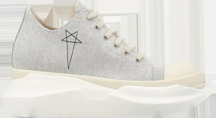 Кроссовки Rick Owens EDFU DRKSHDW Pentagram Embroidery Canvas Abstract Low Grey Milk, серый