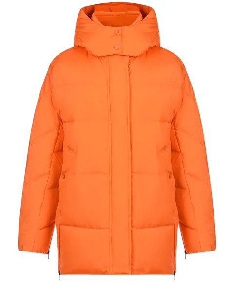 Оранжевое пальто-пуховик с капюшоном Woolrich