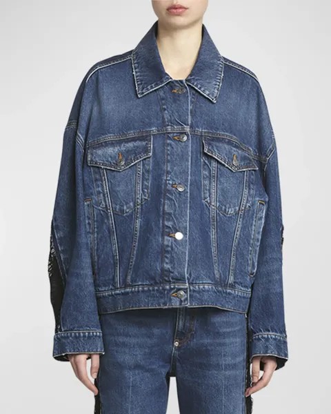 Объемная винтажная джинсовая куртка Blu с кружевной отделкой Stella McCartney, цвет Blue Vintag