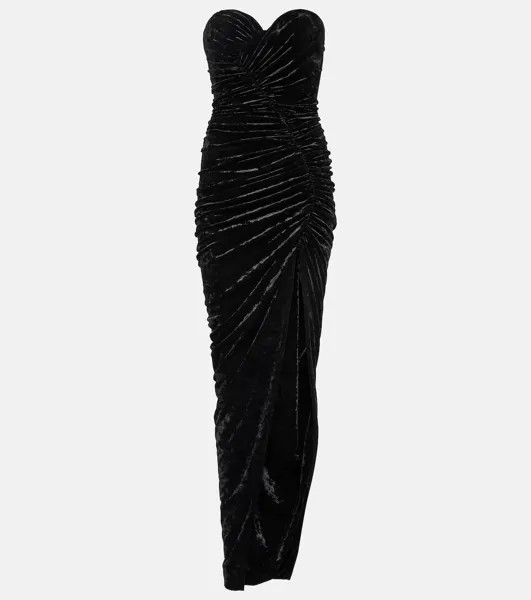Бархатное платье с рюшами ALEXANDRE VAUTHIER, черный