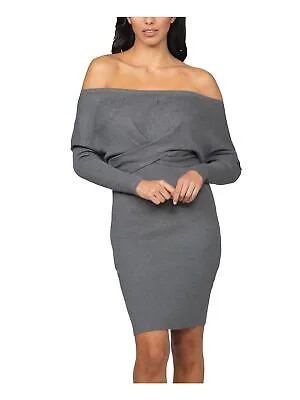 JUMP Женское серое платье-свитер с отворотом спереди и рукавами «летучая мышь» для подростков XL