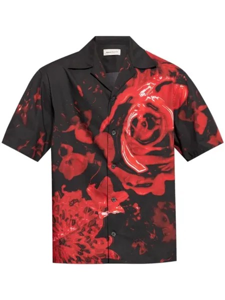 Alexander McQueen рубашка из органического хлопка Dutch Flower, черный