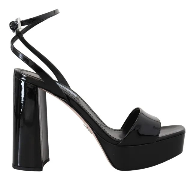 PRADA Shoes Кожаные черные лакированные босоножки на каблуке с ремешком на щиколотке EU35,5 /US5 $1200USD