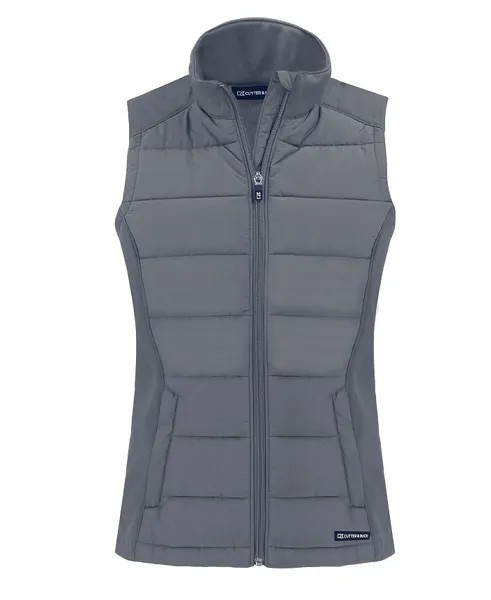 Женский жилет Evoke Hybrid Eco Softshell из переработанного материала с полной молнией Cutter & Buck, цвет Elemental grey