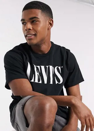 Черная футболка свободного кроя с логотипом Levi's-Черный