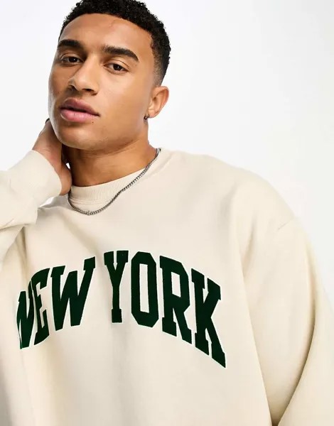 Бежевый свитшот Pull&Bear New York