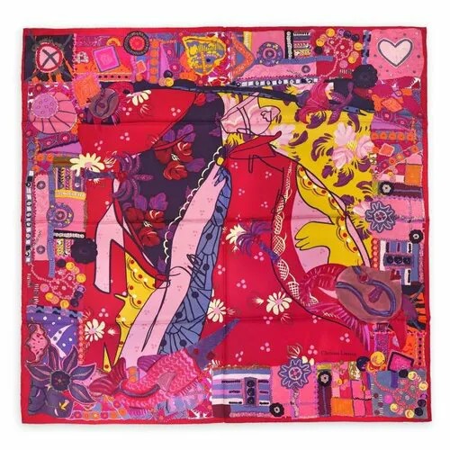 Платок Christian Lacroix,90х90 см, горчичный, красный