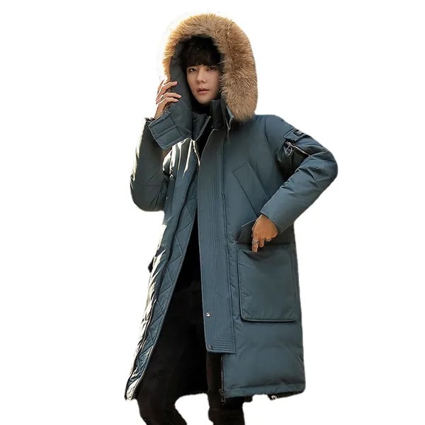 Зимние толстые мужские пуховики, длинные военные куртки с меховым капюшоном, теплые тактические куртки-бомберы, толстые парки в Корейском стиле