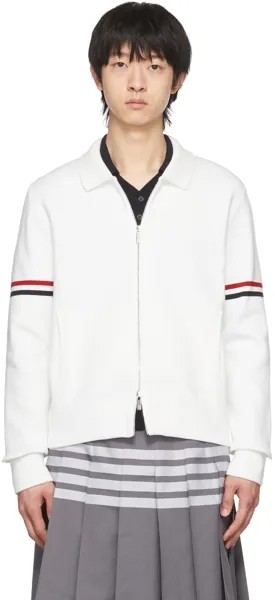 Бомбер Off-White с миланской стежкой Thom Browne