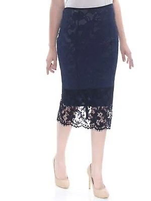 OSCAR DE LA RENTA Женская синяя кружевная юбка миди с цветочным принтом M
