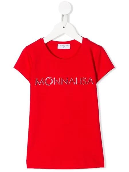 Monnalisa футболка с декорированным логотипом