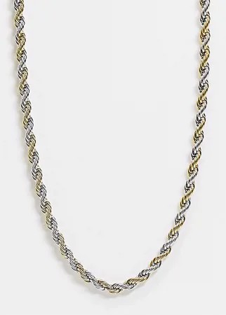 Витое ожерелье-цепочка шириной 7 мм из разноцветных металлов ASOS DESIGN Curve-Многоцветный