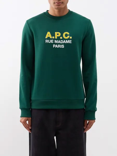 Толстовка rufus из хлопкового джерси с логотипом A.P.C., зеленый