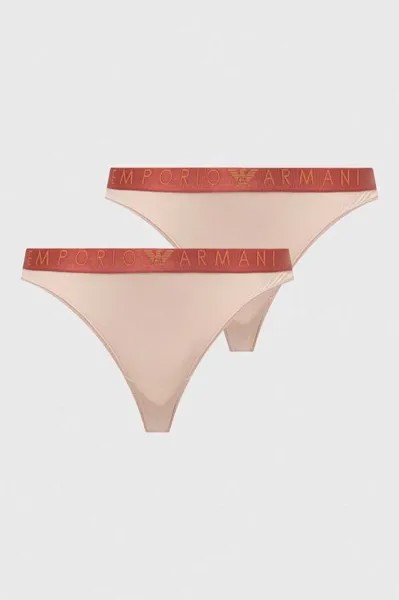 Бразильские трусы, 2 шт. Emporio Armani Underwear, бежевый
