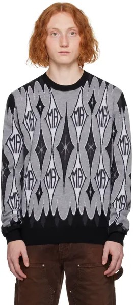 AMIRI Черно-серый жаккардовый свитер