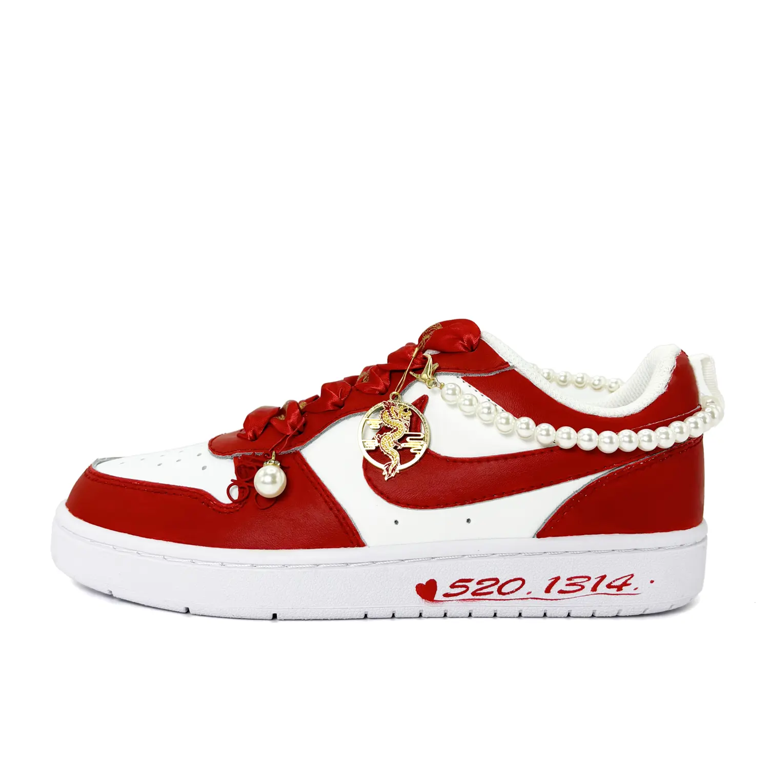 Кроссовки Nike Court Borough 2 Skateboarding Shoes Women's Low-top White, красный