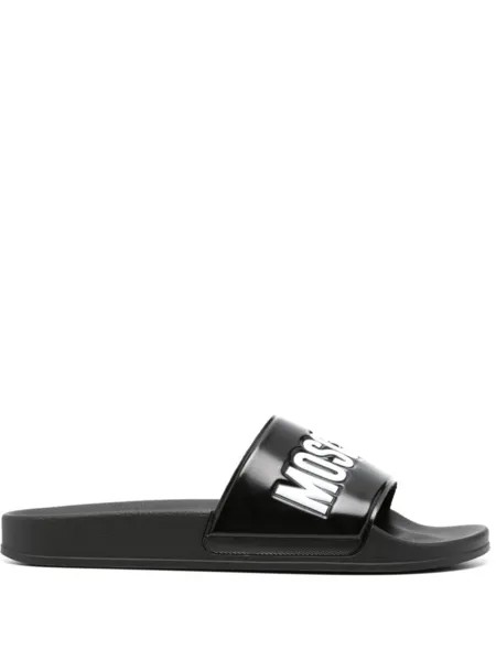 Moschino шлепанцы с тисненым логотипом, черный
