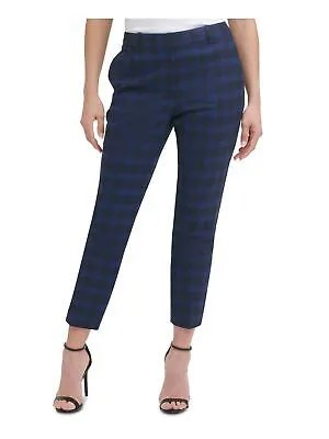Женские темно-синие клетчатые брюки DKNY с карманами и молнией для работы, укороченные брюки Petites 4P