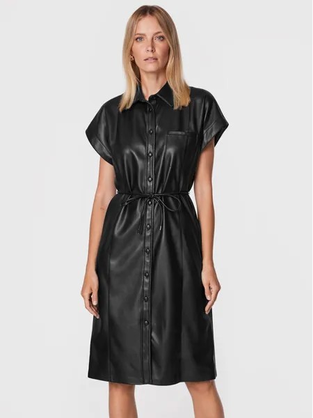 Платье из искусственной кожи, стандартного кроя Sisley, черный