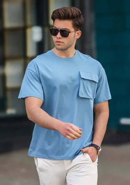 Синяя мужская футболка с карманами 5225 MADMEXT