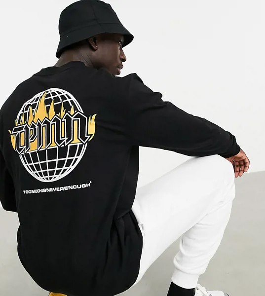 Черный лонгслив с высоким воротником и принтом на спине Topman эксклюзивно для ASOS-Черный цвет