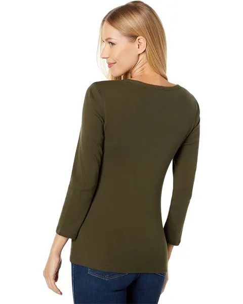 Футболка Lilla P 1x1 Rib 3/4 Sleeve Crewneck Tee, цвет Army