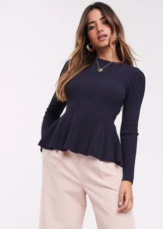 Джемпер с отделкой и баской Ted Baker Jariala-Синий
