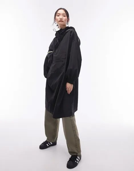Черный плащ Topshop Pac A Mac