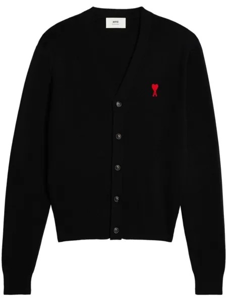 AMI Paris кардиган с монограммой Ami de Coeur, черный