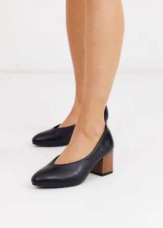 Туфли-лодочки из искусственной кожи на деревянном каблуке Ichi-Черный