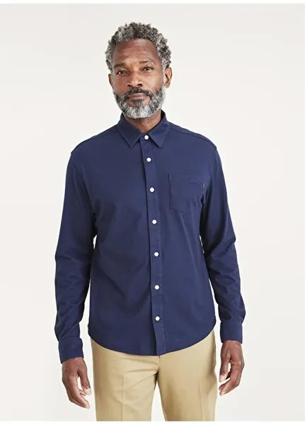 Синяя мужская рубашка Slim Fit с рубашечным воротником A2766-0011 Dockers, синий