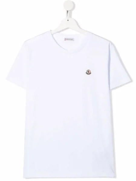 Moncler Enfant футболка с нашивкой-логотипом