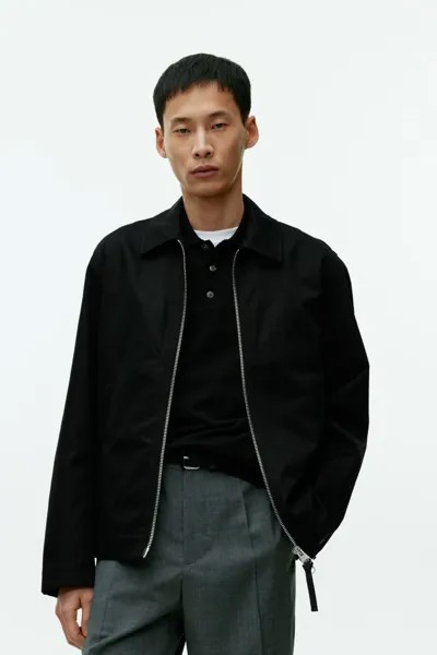Хлопковая куртка харрингтон H&M, черный