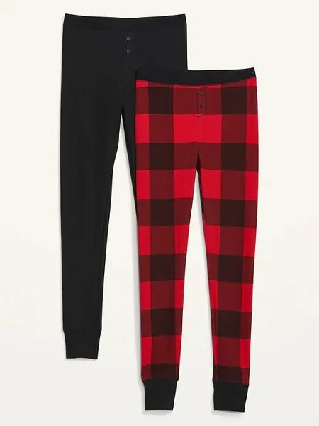 NWT Old Navy - Комплект из 2 термовязаных пижамных леггинсов, черно-красная клетка цвета буйвола