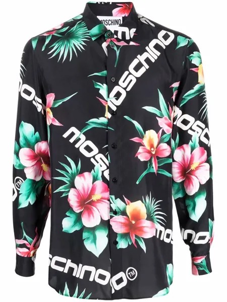 Moschino шелковая рубашка с цветочным принтом