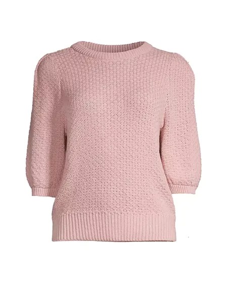 Хлопковый свитер с пышными рукавами White + Warren, цвет muted rose