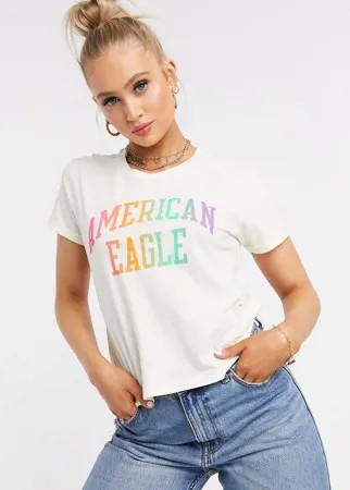 Белая футболка с короткими рукавами American Eagle-Белый