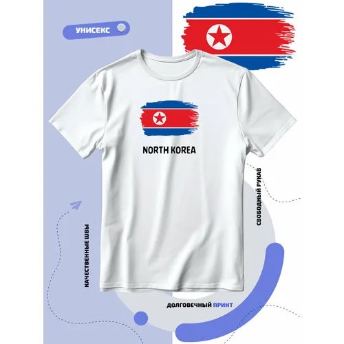 Футболка SMAIL-P с флагом Северной Кореи-North Korea, размер 5XL, белый