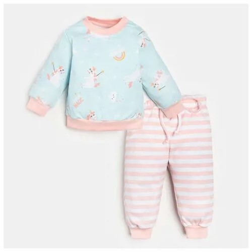 Комплект одежды  Без бренда для девочек, брюки и джемпер, размер 26, розовый, голубой