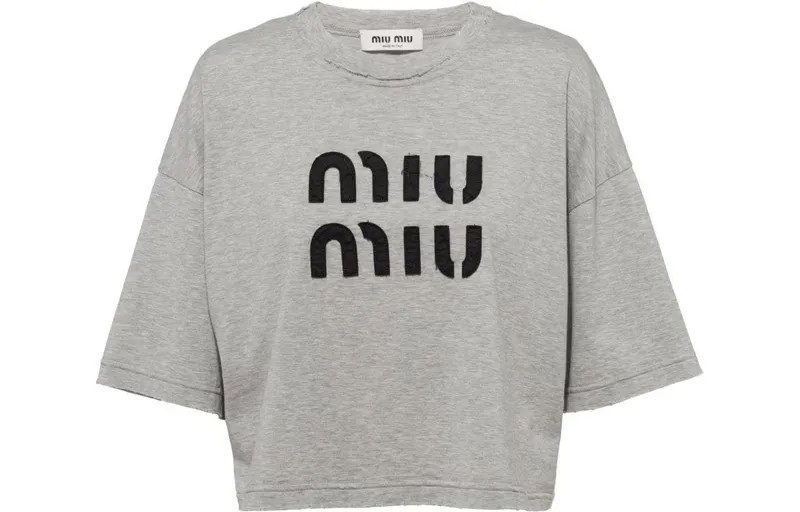 Укороченный топ женский серый Miu Miu