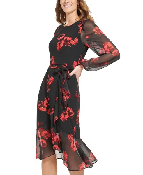 Женское платье миди montreux с цветочным принтом Tommy Hilfiger