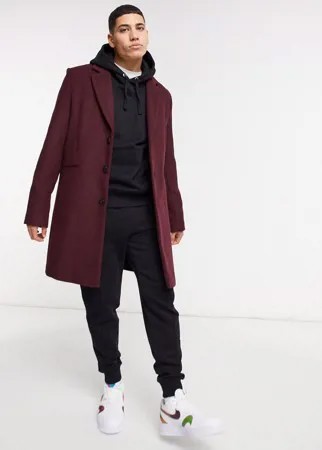 Пальто с добавлением шерсти ASOS DESIGN-Красный