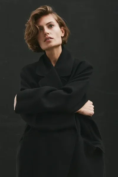 Двубортное пальто H&M, черный