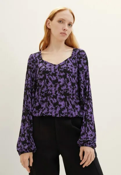 Блузка TOM TAILOR DENIM PRINTED, цвет lilac black flower print