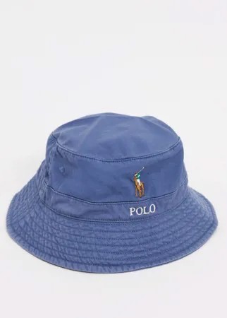 Темно-синяя панама с логотипом Polo Ralph Lauren-Темно-синий