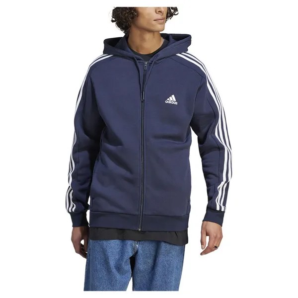 Толстовка adidas Essentials Fleece 3 Stripes Full Zip, синий