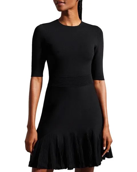 Трикотажное расклешенное платье Josafee Ted Baker, цвет Black